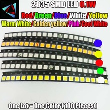 100pcs 2835 0.1W Ultra Bright SMD Led Values Red/Green/Blue/White/Yellow /Warm White/Pink/Golden yellow Cool White LED kit 2024 - buy cheap