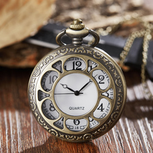 Bronze Hollowing Sun Follower Quartz Pocket Watch Men Women Half Hunter Antique Watch With Pendent Necklace relogio masculino 2024 - buy cheap