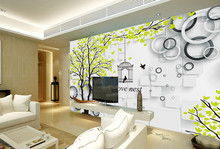 Papel tapiz de Grandes murales personalizado para pared, papel tapiz 3d de árbol fresco, jaula nido, sala de estar, TV, sofá, dormitorio, paisaje de habitación 2024 - compra barato
