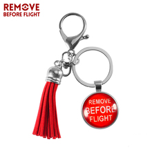 Chaveiros para aviação, remove before flight for bag llavero., chaveiros de joias com borla vermelha para presente de aviação. 2024 - compre barato
