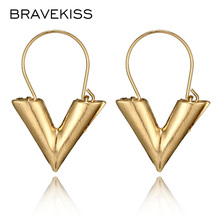 BRAVEKISS Metal V Shape Earrings for Women Retro Letter Chic Earring Bohomia Fashion Jewelry boucle d'oreille femme BPE1249 2024 - buy cheap