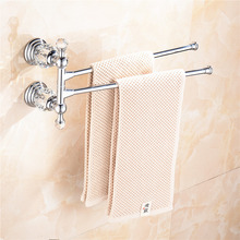 AUSWIND Antique Polished Sliver Brass Towel Rack 2 Arms Crystal Wall Mounted Bathroom Lavatory QC02 2024 - buy cheap