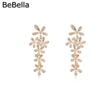 Серьги-подвески женские BeBella, позолоченные, с чешским кристаллом 2024 - купить недорого