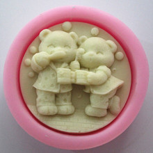 Bear couple brush teeth  Craft Art Silicone Soap mold Craft Molds DIY Handmade soap molds 2024 - buy cheap