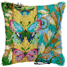 cross stitch throw pillow embroidery needlework sets Crocheting Rug Yarn Pillowcase 3d Latch hook rug butterfly cushion blanket 2024 - buy cheap