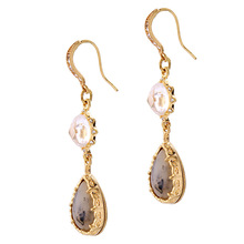 Long alloy stone artificial gems women's dangle/ drop earrings handmade natural stone S096 2024 - buy cheap