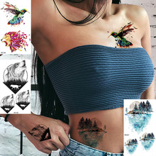 OMMGO 3D Geometric Hummingbird Lion Temporary Tattoo Sticker Women Men Fake Tattoos Howl Wolf Forest Custom Tato Body Art Arm 2024 - buy cheap