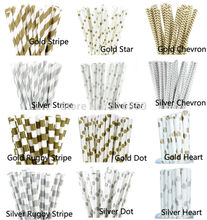 25pcs/lot Metallic Gold Silver Paper Straws For Birthday Wedding Baby Shower Decorative Creative Drinking Straws Supplies 2024 - buy cheap