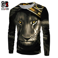 OGKB-Sudadera 3d de Hip Hop para hombre y mujer, jerséis de cuello redondo con estampado del Rey León y corona, jerséis de manga larga, Tops de otoño 2024 - compra barato