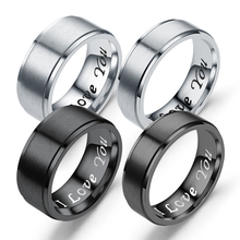 Женский и мужской набор колец «Я люблю тебя», кольцо из титановой стали черного и серебряного цвета, модные свадебные украшения для влюбленных 2024 - купить недорого