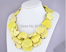 Dazzling Special Design Handmade Gift Light Yellow stone Slice Necklace 3 Layer Exaggerated Necklace Jewelry 2024 - buy cheap