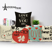 English Letters Style Colorful Cushion Covers Home Seat Car Linen Fresh Suit Love Pattern Cushions Decorative Room Pillowcase 2024 - buy cheap