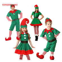 VEVEFHUANG Women Men Boy Girl Elf Costume Kids Adults Family Green Elf Cosplay Costumes Carnival Party Purim Halloween Christmas 2024 - buy cheap