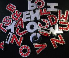 8MM Red Color Rhinestones Slide Letter N--Z MOQ 20PCS Each Letter Fit For DIY Charm Phone Strips & Keychains 2024 - buy cheap