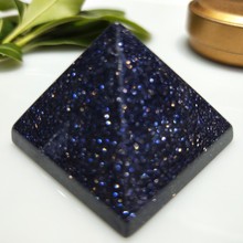 Natural Blue sand stone crystal Mineral quartz Engraved 40mm1.5 inch Pyramid Carved Chakra Stones Healing Reiki home Decoration 2024 - buy cheap