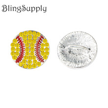 Botón de diamantes de imitación de softball de 20mm con vástago 50 unids/lote (BTN-5438) 2024 - compra barato