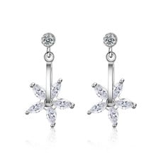 Nuevo temperamento Simple Flash Flor de cinco pétalos 925 Plata de Ley plateado moda exquisita rotación mujeres Stud pendientes SE832 2024 - compra barato