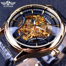 Relógio de pulso automático para homens, relógio de pulso com pulseira de couro e moldura dourada de marca luxuosa, T-WINNER homme para homens 2024 - compre barato