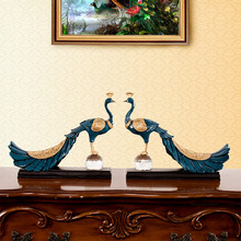 Salão criativo resina pavão bola de cristal estátua decoração para casa artesanato sala decoração objetos estudo escritório do vintage ornamento animal 2024 - compre barato