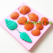 Mom&Pea 1410 Free Shipping Leaf Silicone Mold Cake Decoration Fondant Cake 3D Mold Soap Mold Food Grade 2024 - buy cheap