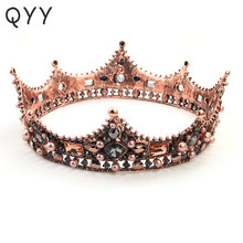 Luxury Vintage Baroque Black Wedding Crowns Alloy Bridal Tiara Queen King Rhinestone Crown and tiara Hair Accessories 2024 - buy cheap