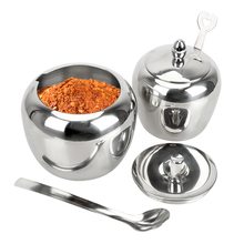 NICEYARD Stainless Steel Apple Sugar Bowl Condiment Pot With Lid and Spoon Seasoning Jar Spice Container Kitchen Accessories 2024 - купить недорого