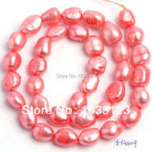 High Quality 8-9mm Light Red Natural Freshwater Cultured Pearl Freeform Shape Loose Beads Strand 35cm W189 2024 - buy cheap
