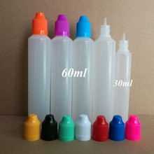 50pcs/lot, 60ml Long Pen Shape Refillable Bottle with Child Proof Caps and Long fineTips, LDPE Empty Bottle for E juice 2024 - buy cheap