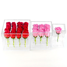 Valentine's Day Rose Box Transparent Acrylic Makeup Organizer Box Cosmetic Case Rose Flower Box With Lid Acrylic Storage Box 2024 - buy cheap