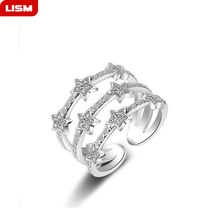 New Fashion  Silver Plated i Ring Adjustable Zircon Star Ring Trendy Style Silver Rose Gold Rings for Women Girls Wedding Party 2024 - buy cheap