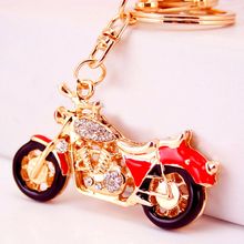 Креативный брелок Стразы с подвеской в виде мотоцикла, кольцо-держатель, модный металлический автомобильный брелок для ключей, женская бижутерия, подарок R131 2024 - купить недорого