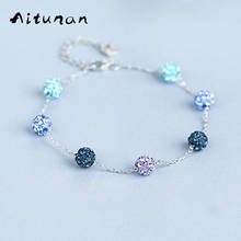 Aitunan 925 Silver Blue Crystal Bracelet Fashion Color Lucky Ball Bracelets For Lady Mother Bridesmaid Gifts Silver Jewelry 2024 - buy cheap