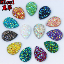 Micui 100pcs 13*18mm AB Color Stick On Rhinestones Buttons Shiny Drop Resin Crystals Stones For DIY Wedding ZZ29 2024 - buy cheap