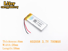 Batería de energía de litro 3,7 V 700 mAh 602058 batería recargable de polímero de litio para batería de polímero de litio MP3 MP4 MP5 2024 - compra barato