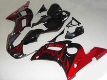 Kit de carenagem de motocicleta para yamaha, yzfr6 98 99 00 01 02 yzf r6 yzf600 1998 2000 2002, abs, fogo vermelho, preto, carenagens + 7 presentes, yd10 2024 - compre barato