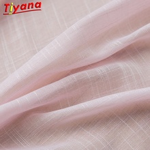 Fashion Pink Solid Faux Linen Tulle Sheer Curtains for Windows Living Room Kitchen Panel Cortinas Dormitorio Bay Window Su002*30 2024 - buy cheap