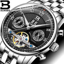 Genuine Luxury Switzerland BINGER Brand Men Self-wind waterproof automatic mechanical watch male Luminous Tourbillon Table 2024 - buy cheap