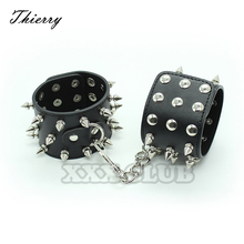 Thierry Adult Sexual Pleasure Rivet Spiked Leather Handcuffs Ankle Cuffs Shackles Dominated Joy Kinky Bondage for Woman Couples 2024 - buy cheap
