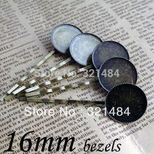 Free shipping! 100pcs/lot Antique bronze Metal Hair Bobby Pin with 16mm Bezel Blank Hair Clips Barrette 2024 - buy cheap