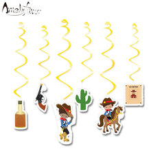 Cowboy Theme Ceiling Hanging Swirl Decoration Western Cowboys Gun Wine Cactus Grand Event Birthday Party Decorations Supplies 2024 - buy cheap