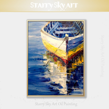 Artist Hand-painted Knife Painting Boat Oil Painting on Canvas Pop Fine Art Knife Textured Big Boat Oil Painting for Living Room 2024 - buy cheap