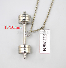 New product Fitness Weightlifting jewelry 10pcs Big Dumbbell barbell with FIT MOM Kettle bell Gym sports necklace 2024 - buy cheap