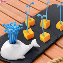 2018 New Hot Sell 16pcs Cute Beluga Fountain Fruit Fork Dessert Fork Set Creative Fruit Fork Essential Family Life 7Z 2024 - buy cheap