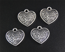 10 pçs cor de prata coração charme artesanal pingentes jóias findings15x16mm a2076 2024 - compre barato