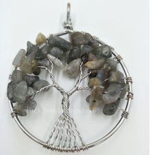 Free Shipping Beautiful jewelry 50mm Tree of life - Nautral Labradorite Wire Wrap Round Pendant Bead MC5878 2024 - buy cheap