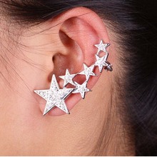 Sale Korean Style Cute Crystals Cuff stars Ear Piercing Clip Earrings Women Rhinestone Earings Fashion Jewelry 2024 - buy cheap
