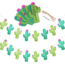 2 Sets Cactus Banners Garland Cactus Party Supplies Decorations for Pennant Tropical Birthday Festival Luau Hawaii Beach Party 2024 - buy cheap