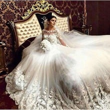 Robe De Mariage Vintage Lace Appliques Luxury Wedding Dresses 2020 Beaded Long Sleeves Charming Wedding Gowns Vestido De Novia 2024 - buy cheap