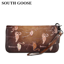 SOUTH GOOSE Real Cow leather Men Wallets Genuine Leather Long Purse Anti-Theft Card Holder Women Coin Purse Passport Wallets 2024 - buy cheap