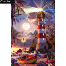 Full Square/5D DIY Diamond Painting "Tower lights" Embroidery Cross Stitch Mosaic Home Decor Gift      CJ8 2024 - buy cheap